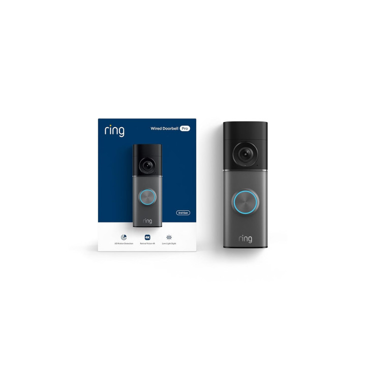 Ring Wired Doorbell 4K Pro (Newest Model) - Retinal 4K, Wide-Angle Video, 10x Zoom, Night Vision, Deep Silver