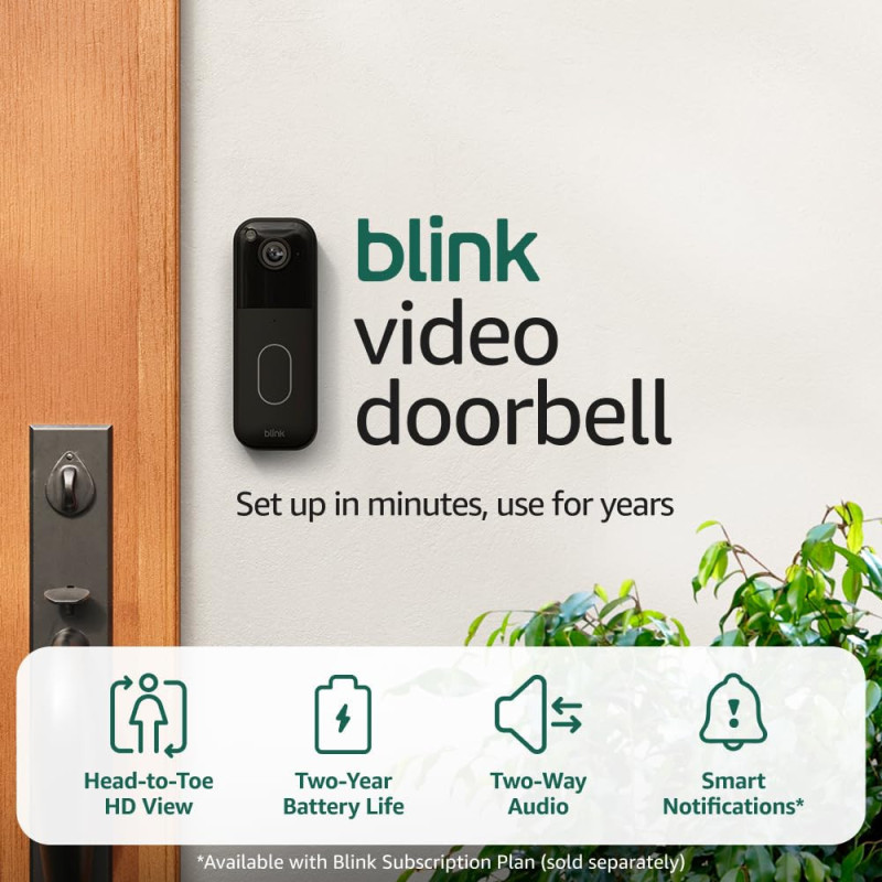Blink Video Doorbell Black – HD View, 2-Year Battery, Easy Setup + Sync Module