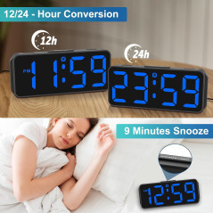 Peakeep Small Digital Alarm Clock for Bedroom, Large Display & Battery Backup