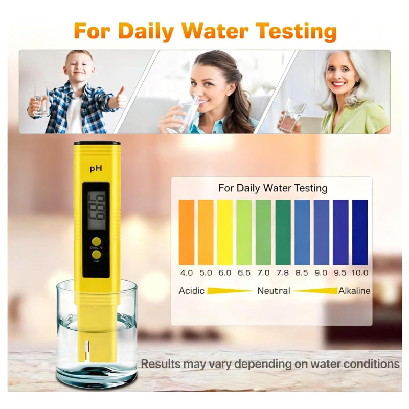 Digital pH Meter Tester Pen, Pre-Calibrated ±0.01 Accuracy, Pocket Size