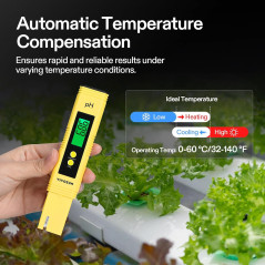 VIVOSUN Testeur de pH numérique précis 0.01 pour eau et hydroponie, stylo portable