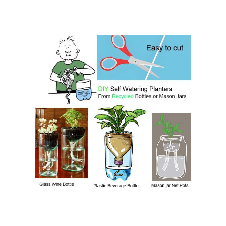 ORIMERC 50ft 1/4 Inch Self Watering Wick Cord for Plants, Automatic Bottom Watering System for Tomatoes & More ORIMERC 50ft 1/4 Inch Self Watering Wick Cord for Plants, Automatic Bottom Watering System for Tomatoes & More