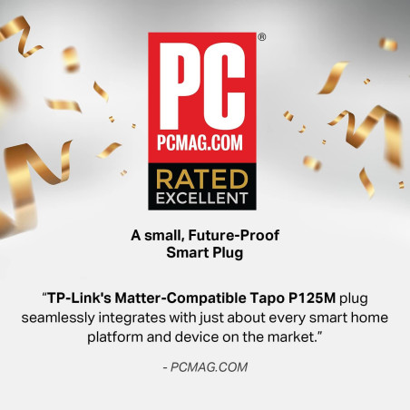 Tapo P125M Smart Plug, Matter Compatible, 15A/1800W Max Power