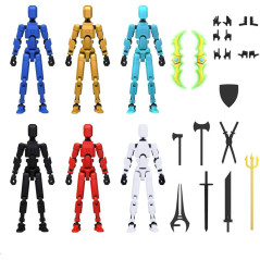 MerryXD 6-Pack T13 3D Action Figures – Multi-Jointed, Movable Dummy Nova Titan Lucky 13 Toys