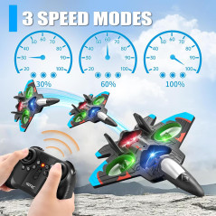 4DRC V32 RC Airplane Fighter Jet with Light, 360° Flips, Stunt Roll – Remote Control Plane Toy Gift for Kids & Adults