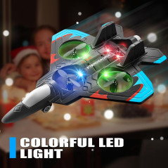 4DRC V32 RC Airplane Fighter Jet Toy with Lights & 360° Flip Stunts