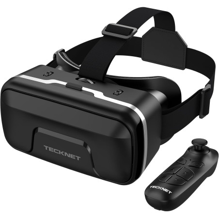 TECKNET VR Headset for Phone with Bluetooth Controller, HD 110°FOV, Anti-Blue Light, Adjustable, Compatible iPhone Samsung Andro