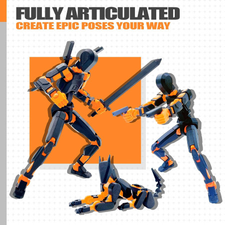 Uodofy T13 Robot Titan 3D Figurines Posables - Ensemble de 3 Jouets Articulés Noir/Orange