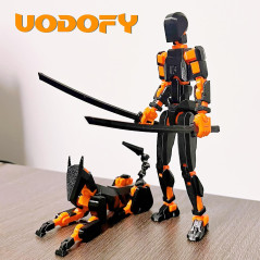 Uodofy T13 Figurines 3D Articulées Robot Titan Noir+Orange