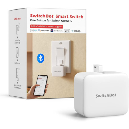 Switchbot Fingerbot Poussoir Intelligent Bluetooth pour Interrupteur, Contrôle App, Blanc