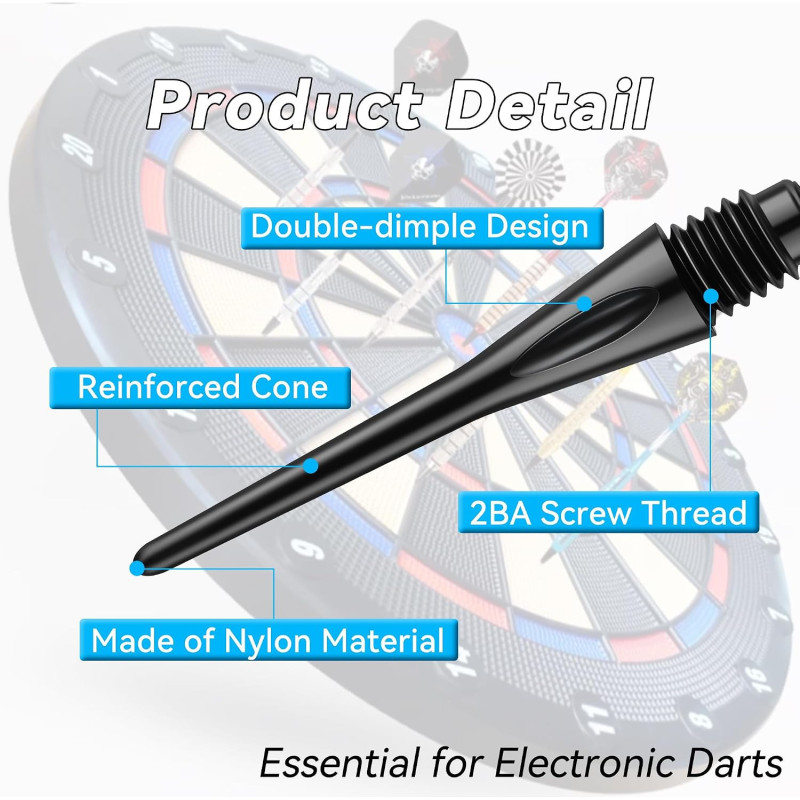 2BA Thread Soft Dart Tips - 300 Pack Plastic Replacement Points