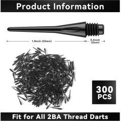 2BA Thread Soft Dart Tips - 300 Pack Plastic Replacement Points