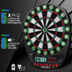 WIN.MAX Cible Électronique Fléchettes avec Comptage Automatique et 12 Fléchettes à Pointe Souple