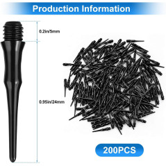 200Pcs 2BA Thread Soft Tip Dart Points – Durable Plastic Replacement Tips