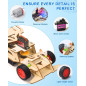 Poraxy STEM Kits for Kids 8-13, Remote Control Car, Wooden 3D Puzzles, Science Building Model Toys, Birthday Gifts