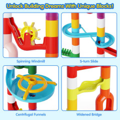 MaxTronic 110pcs Marble Run STEM Toy with 60 Marbles – Fun Learning Kit