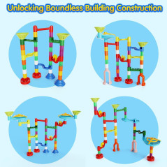 MaxTronic 110pcs Marble Run STEM Toy with 60 Marbles – Fun Learning Kit