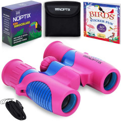 Kids Binoculars for Boys & Girls – Pink & Blue with Bird Sticker Book