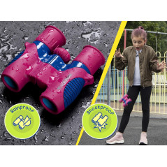 Kids Binoculars for Girls & Boys with Bird Sticker Book, Small Toddler Binoculars in Pink & Blue