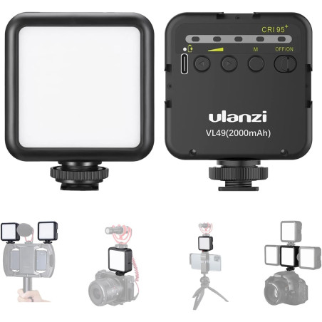 Ulanzi VL49 On-Camera LED Video Fill Light, 5500K, 2000mAh Rechargeable Battery