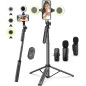 Vlogging Kit for iPhone/Android – 71 Aluminum Tripod, Fill Light, Wireless Mic & Remote, Content Creator Starter Kit