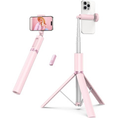 ATUMTEK 55 Pink Selfie Stick Tripod with Bluetooth Remote for Smartphones