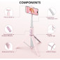 ATUMTEK Trépied Selfie Stick 55 Rose, Bluetooth Rechargeable, Aluminium, Compatible Smartphones 4.7-7 ATUMTEK Trépied Selfie Stick 55 Rose, Bluetooth Rechargeable, Aluminium, Compatible Smartphones 4.7-7