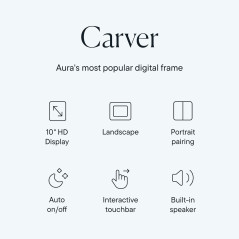 Cadre Photo Numérique Aura Digital HD 10 Carver Noir - Idée Cadeau Parfaite