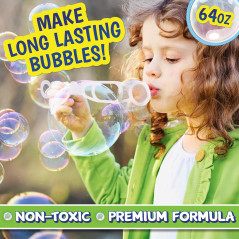 Sunny Days 64oz Non-Toxic Bubble Solution for Kids 3+ Years
