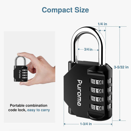 Cadenas Puroma 2 Chiffres Rouge & Noir 4 Digits Gym