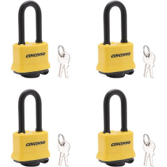 CINCINNO 4 Pack Weatherproof Steel Padlocks Keyed Alike - Heavy Duty