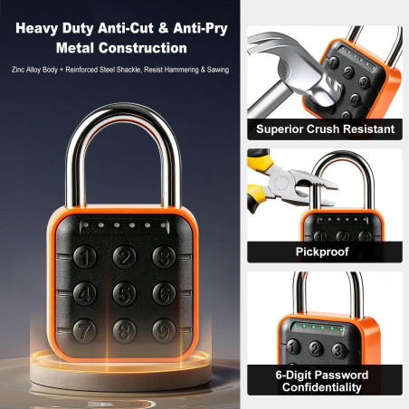 Waterproof IP67 Gym Locker Lock, High-Security Keyless Digital Combination Padlock for School, Gates & Storage