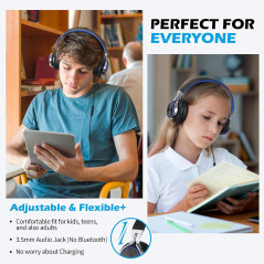 AILIHEN C8 Kids Wired Headphones with Mic – BlackBlue, 3.5mm Jack