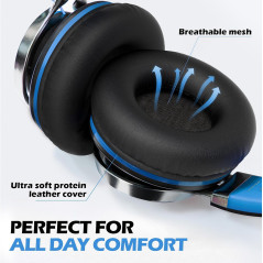 AILIHEN C8 Kids Wired Headphones with Mic – BlackBlue, 3.5mm Jack
