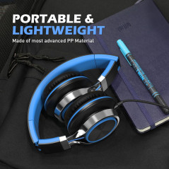 Casque AILIHEN C8 Enfant avec Micro, Jack 3.5mm, Noir/Bleu