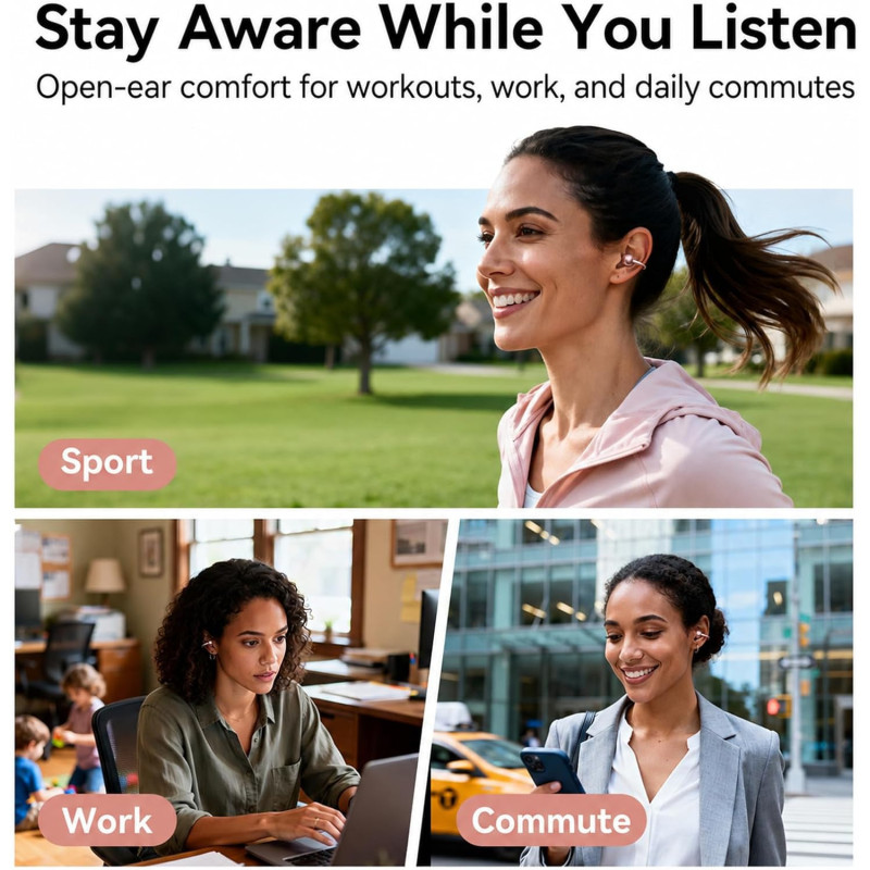 Kinglucky Upgraded Clip-On Open Ear Wireless Bluetooth 6.0 Earbuds