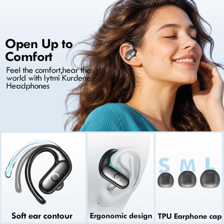 Kurde Wireless Earbuds with Bluetooth & Secure Earhooks – 60H Playtime