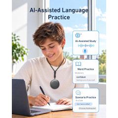 Appareil Traducteur Portable IA, Traduction Temps Réel, Gris