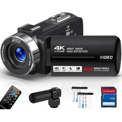 4K Ultra HD 80MP Camcorder for Vlogging & YouTube Webcam Recording