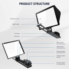 GVM Téléprompteur 12 pour iPad, Smartphone et DSLR, Kit Pliable avec Affichage HD et Télécommande APP