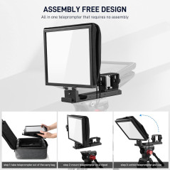 GVM 12 Collapsible Teleprompter for iPad/Tablet/Phone/DSLR with HD Display, App Remote & Carry Case