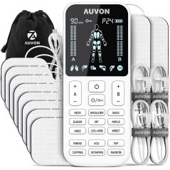 AUVON TENS Unit 4-Output Muscle Stimulator with 24 Modes & 10 Pads