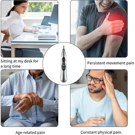 Rechargeable 5-in-1 Acupuncture Pen – 9 Intensity Levels for Pain Relief