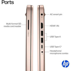 HP 14 Rose Gold Laptop | 4GB RAM, 128GB SSD+512GB SD, Office 365