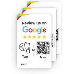 Google Review Tap Card 3-Pack - Reusable QR Code Cards to Boost Reviews, No App Needed, iPhone & Android Compatible