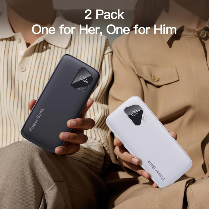 Chargeur Portable 2-Pack 10000mAh 2026 avec Câbles Intégrés, Batterie Externe Puissante