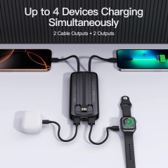 2026 2-Pack 10000mAh Portable Chargers with Built-in Cables Battery Pack