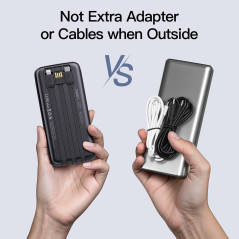 2026 2-Pack 10000mAh Portable Chargers with Built-in Cables Battery Pack