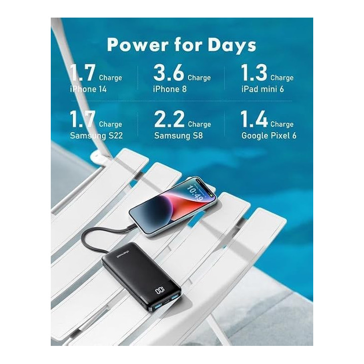 Charmast Power Bank Portable avec 4 Câbles Intégrés Renforcés – Charge Rapide et Pratique Charmast Power Bank Portable avec 4 Câbles Intégrés Renforcés – Charge Rapide et Pratique