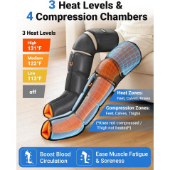 Appareil de massage jambes chauffant et compressif standard